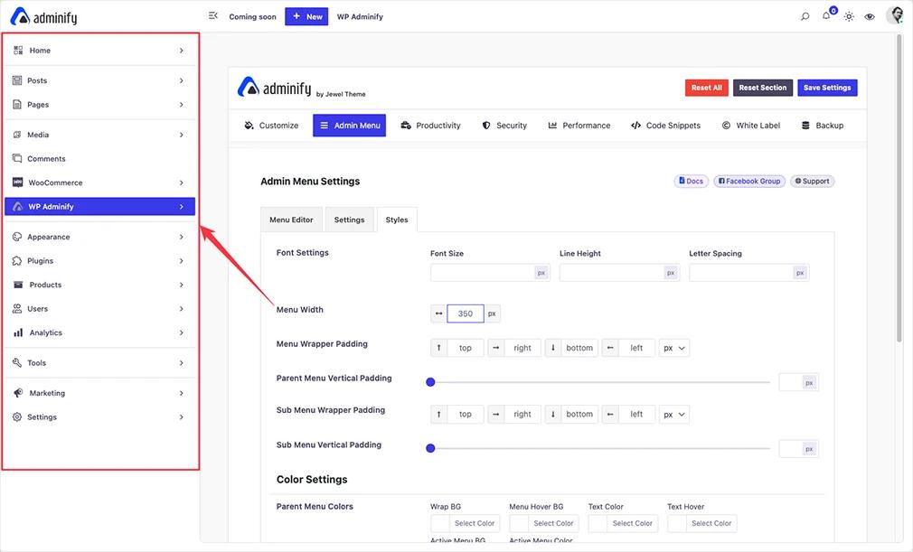 Change WordPress Admin menu width