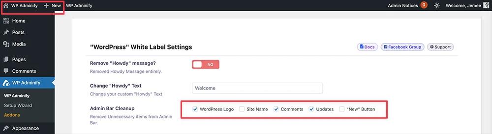 Hide WordPress logo comments from admin bar