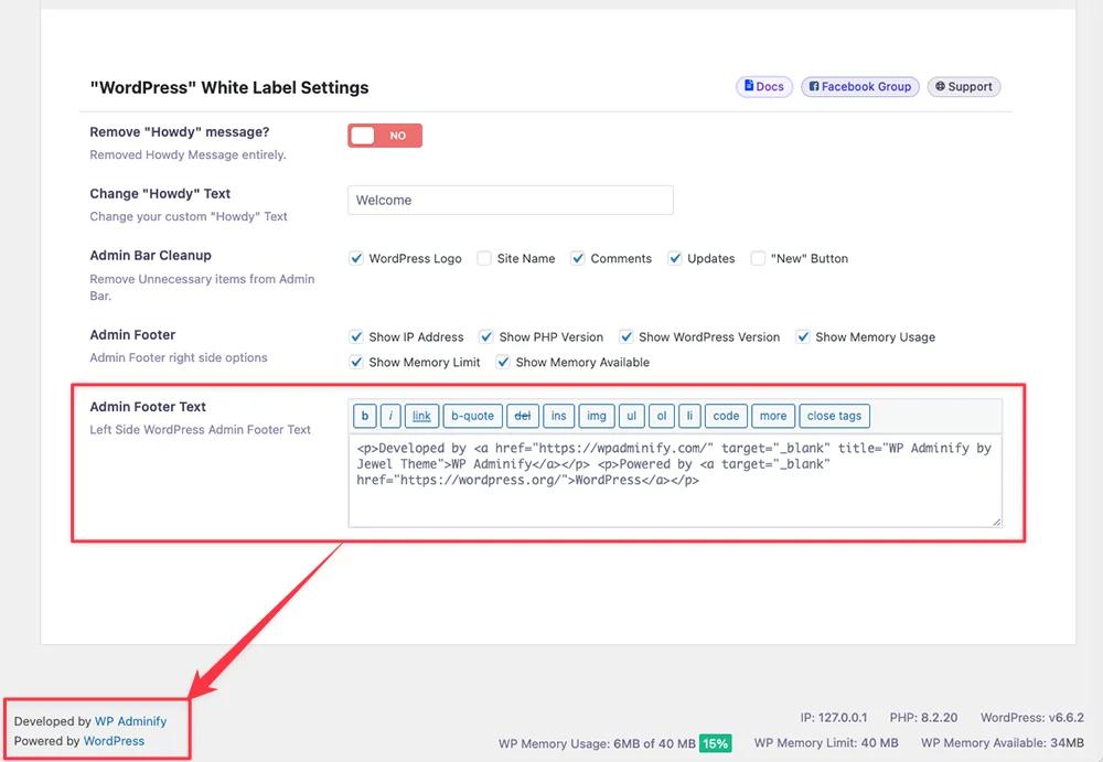 Change Admin Footer text