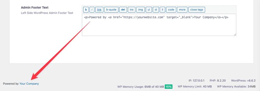 Remove Powered by WordPress Dashboard footer copyright