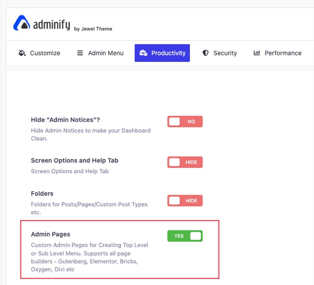Enable Custom Admin page