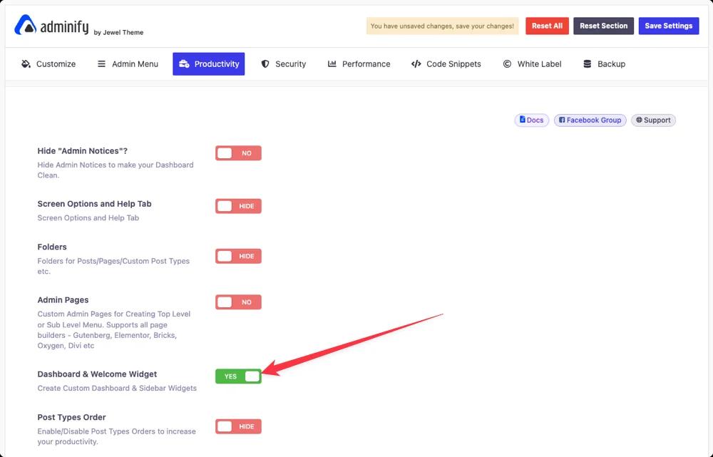 WordPress Enable Dashboard and Welcome widget - dashboard customization guide