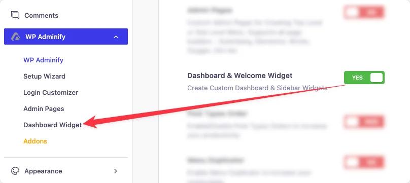 Access custom dashboard widget