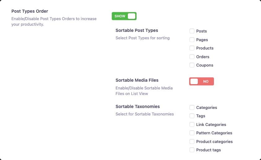 WordPress Post type order