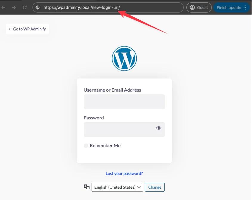 New login URL of WordPress website