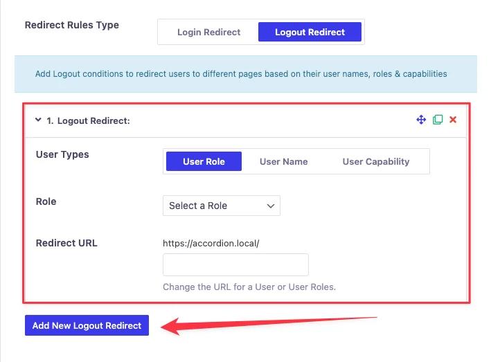 Add new Logout redirection condition