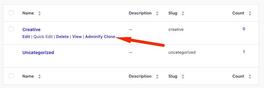 Adminify clone button to duplicate taxonomies