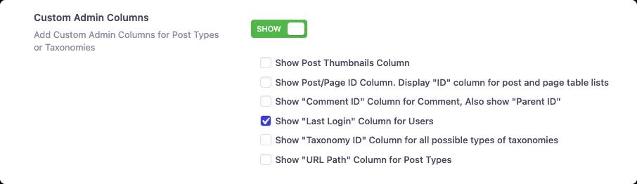Show last login columns for users page