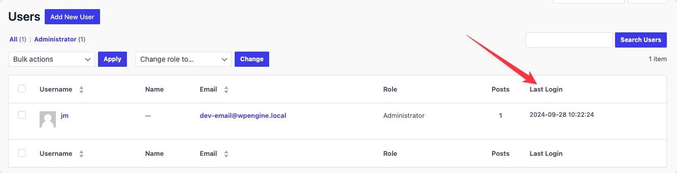 Last login columns in users