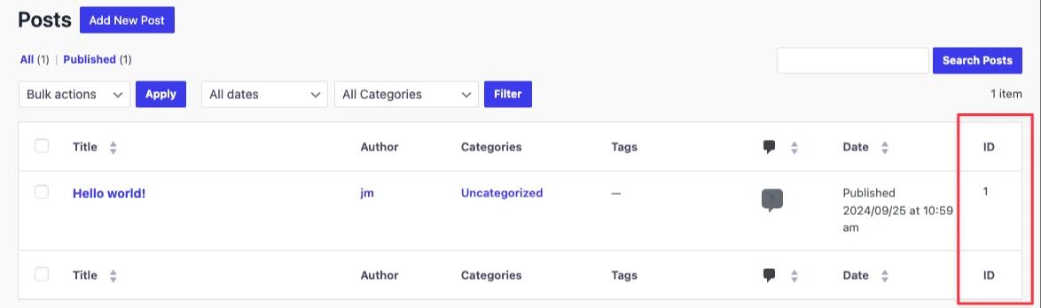 Page and Post ID columns in posts