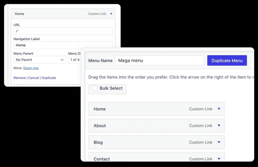 WordPress menu duplicator