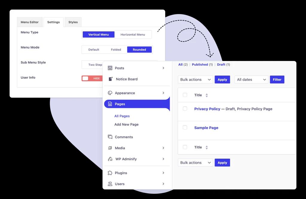 Accordion Rounded style admin menu