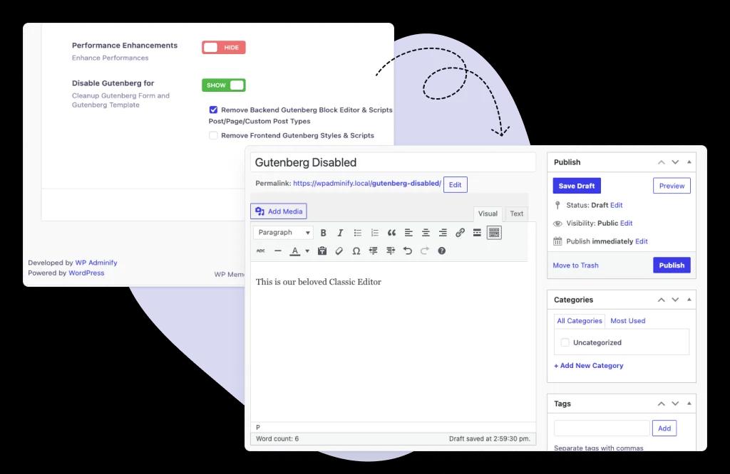 Disable Gutenberg editor and styles script