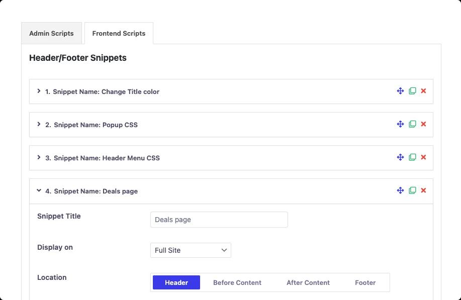 Organize multiple snippets