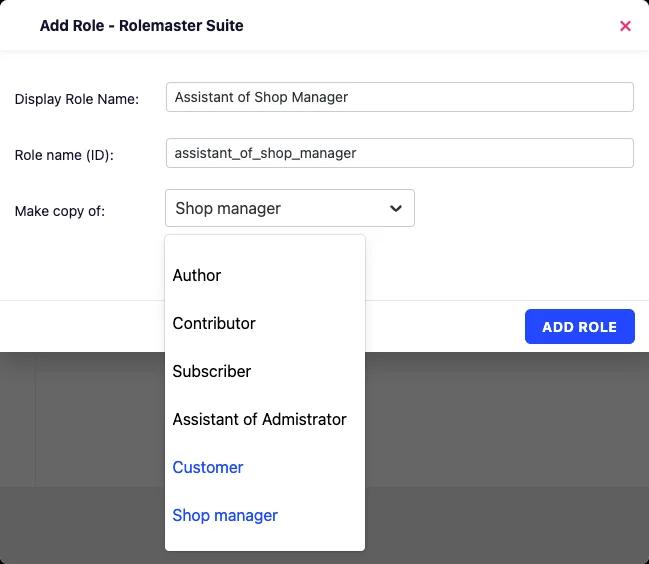 Copy existing user role data