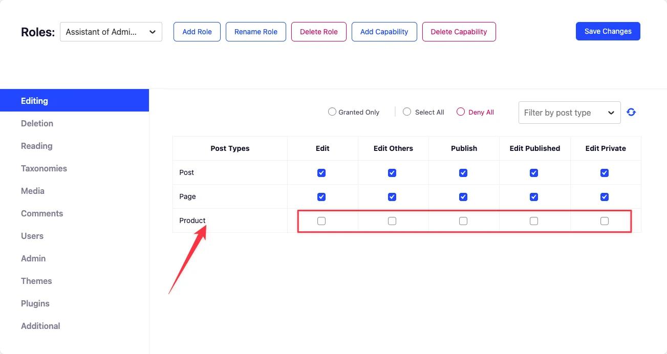Modify existing user roles capability