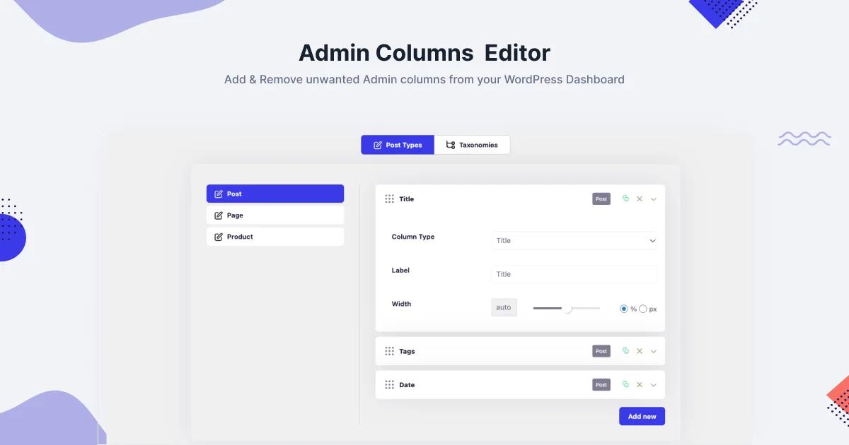 Admin Columns Editor plugin