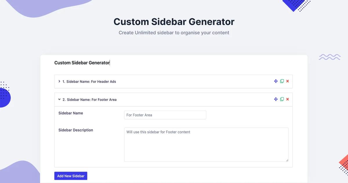 Custom Sidebar Generator