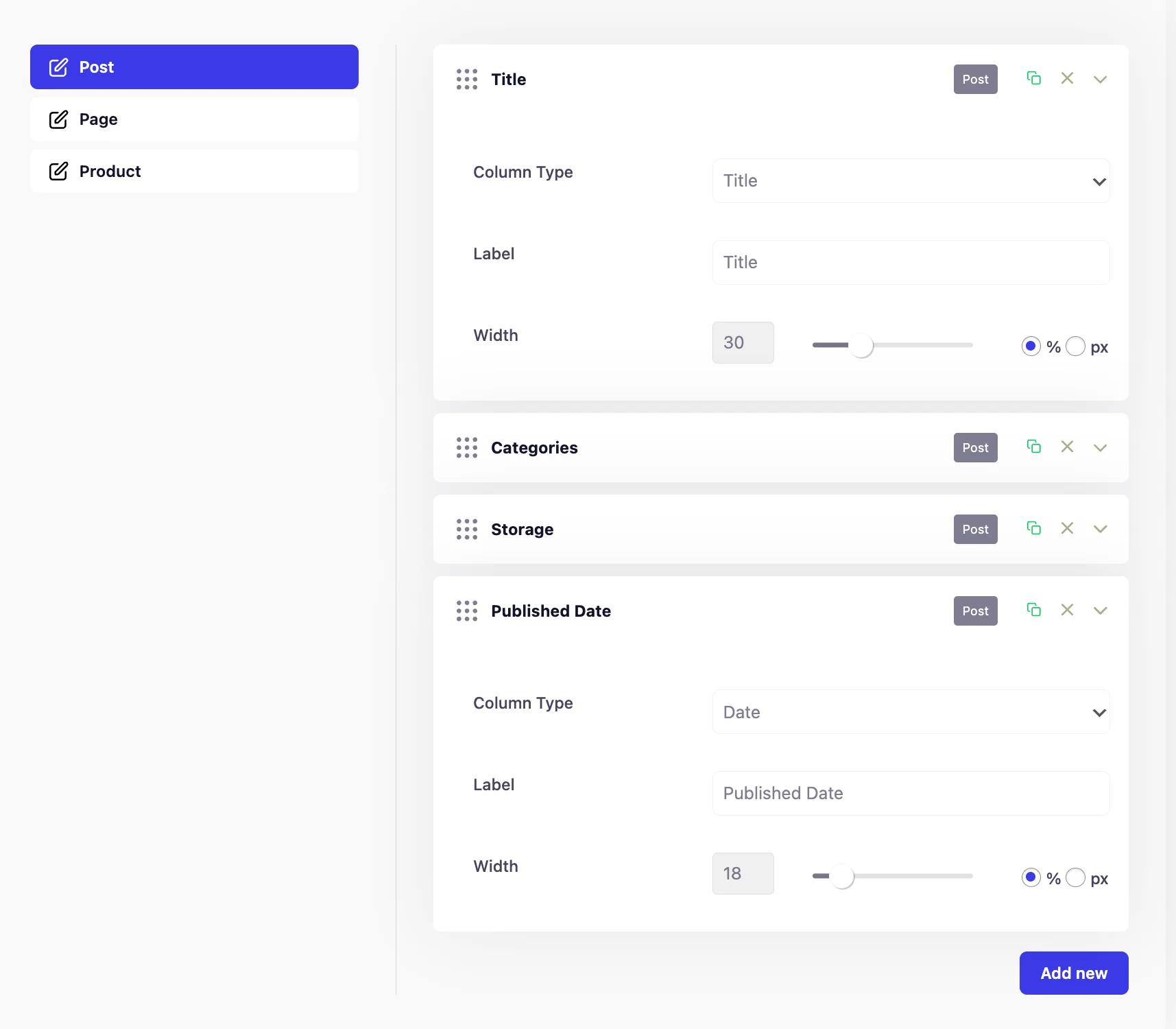 Modify the width for specific admin columns