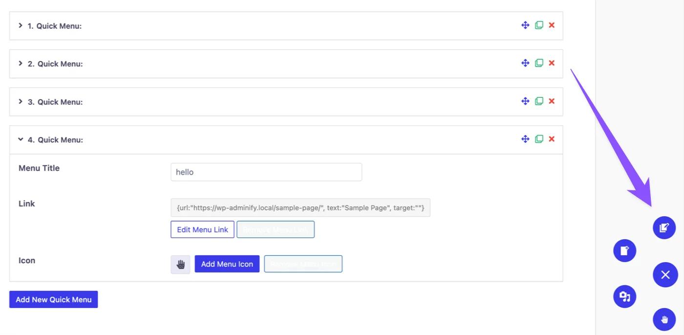 Hover and preview the floating menu items