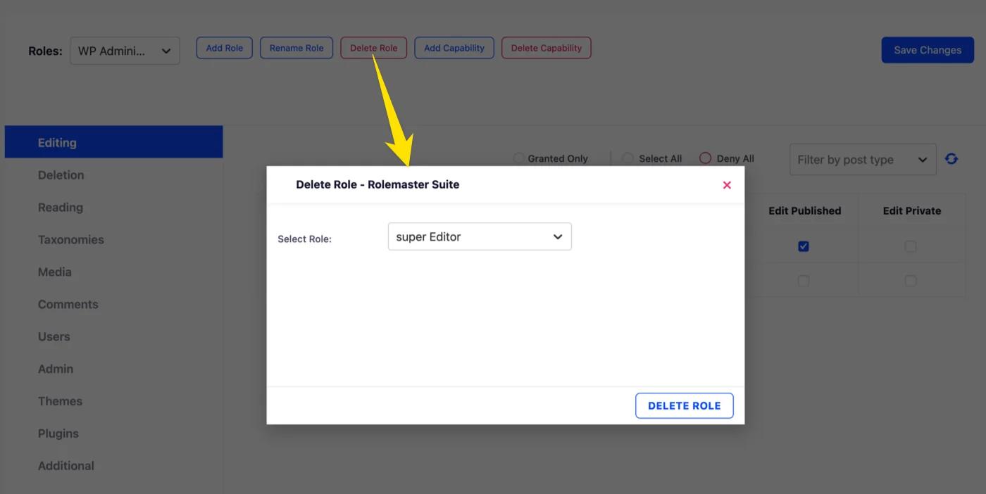 Delete custom User Role