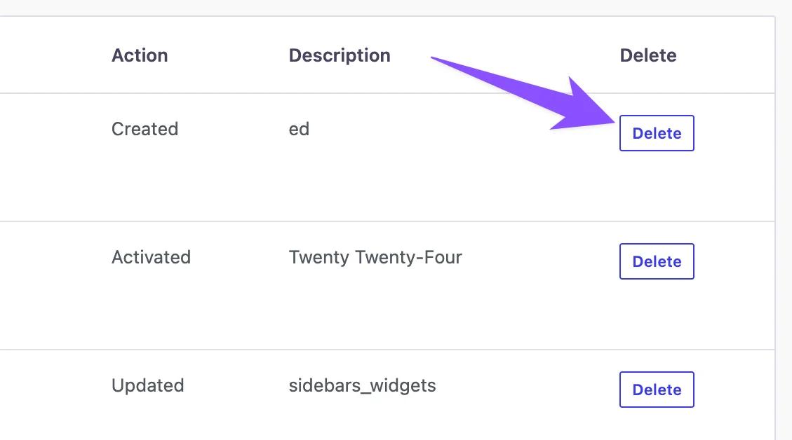Delete specific activity logs data