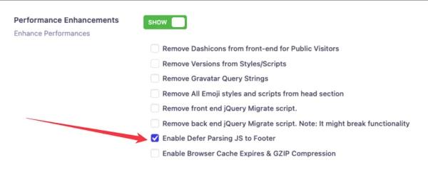 Enable Defer Parsing JS to Footer
