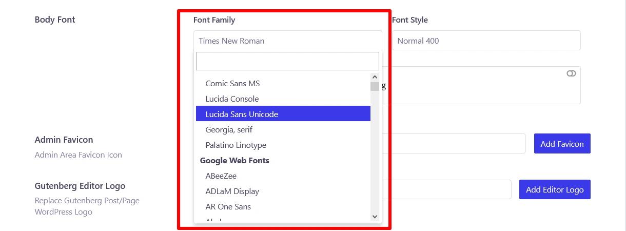 4 Pick font family