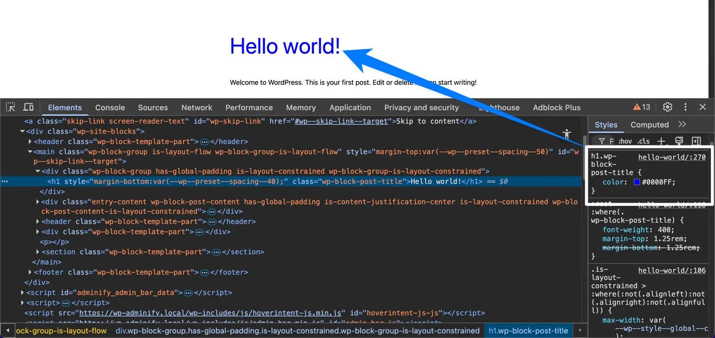 Output for blog post title color change