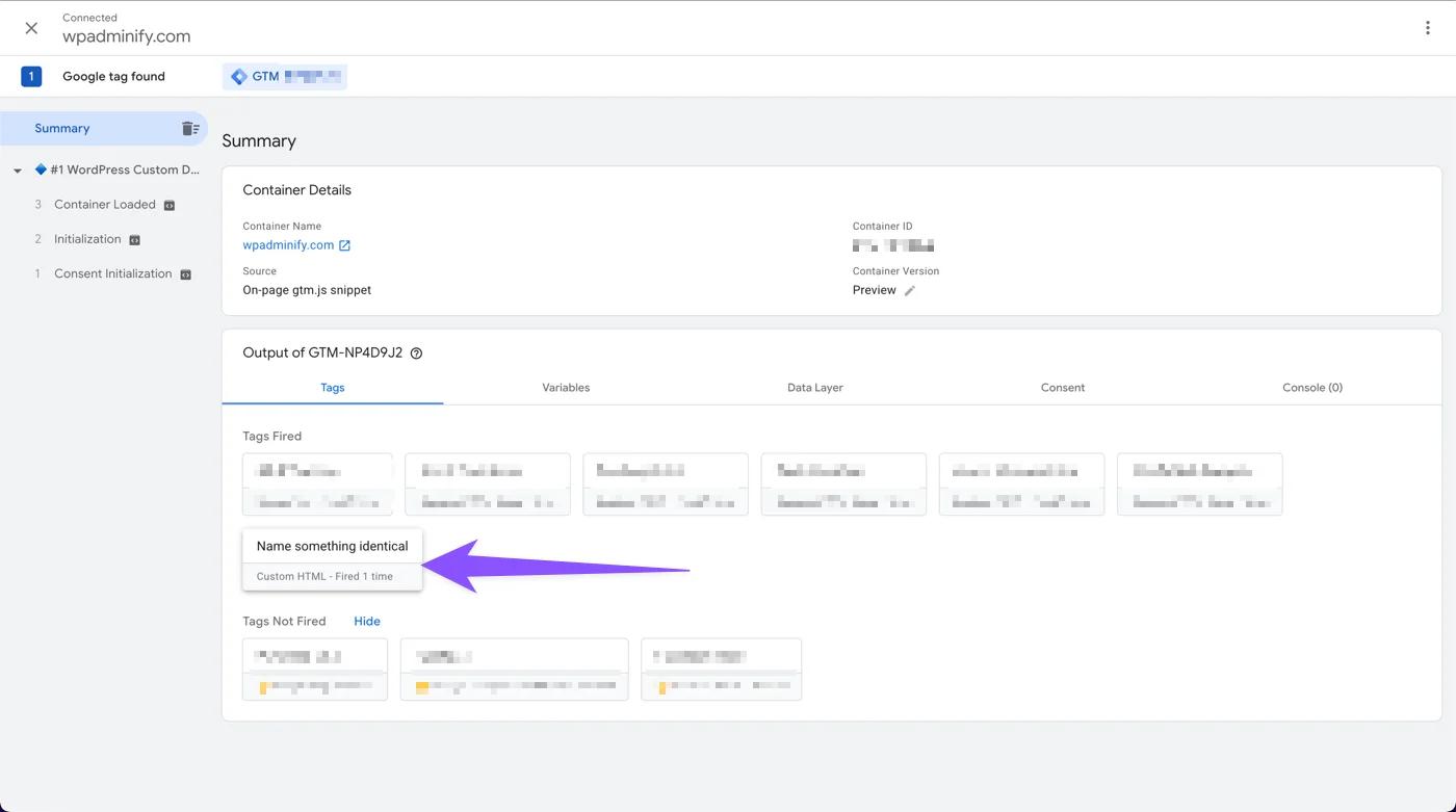 Preview Google Tag fired or not