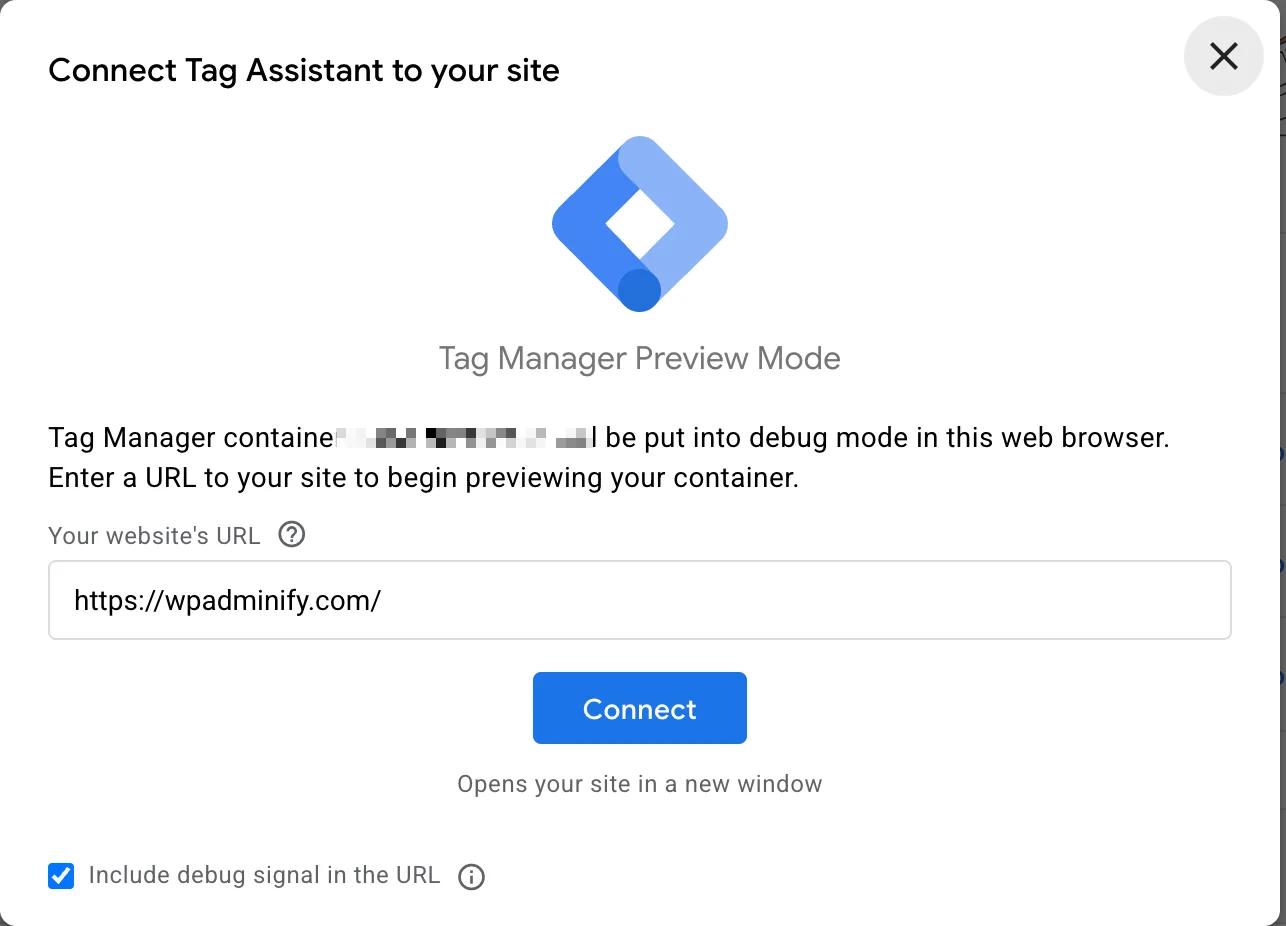 Connect tag assistant to preview data