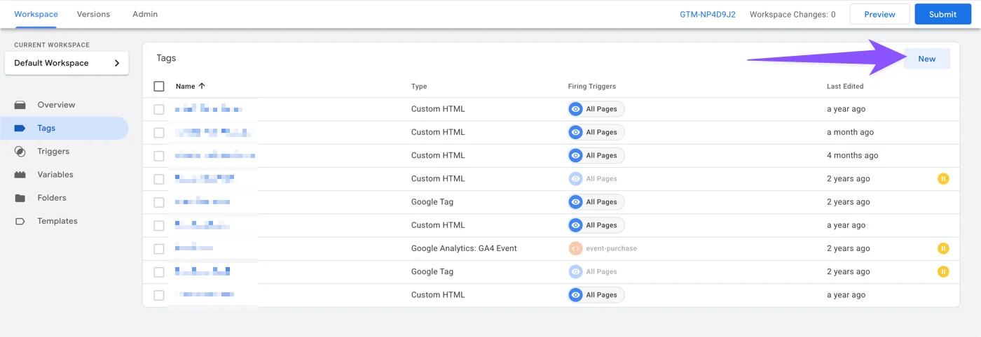 Add new tags in Google Tag Manager