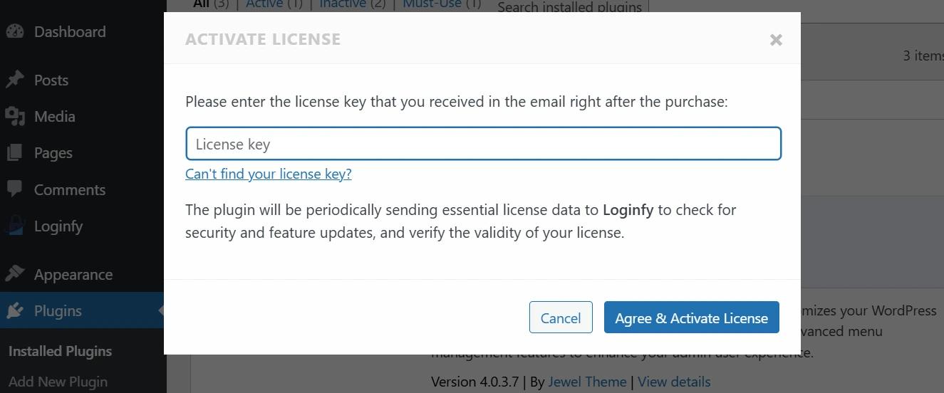 Enter license key