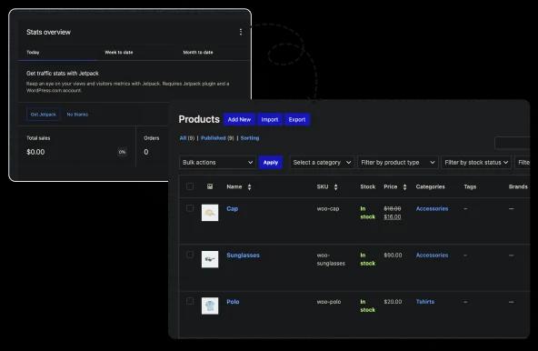 WooCoomerce Dashboard dark mode