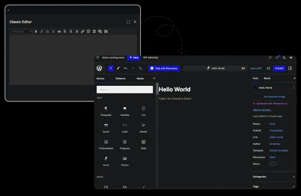 Support default WordPress editor