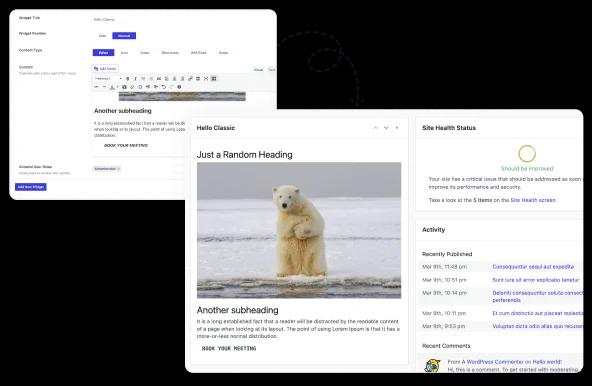 Classic Editor Support for Dashboard Widget