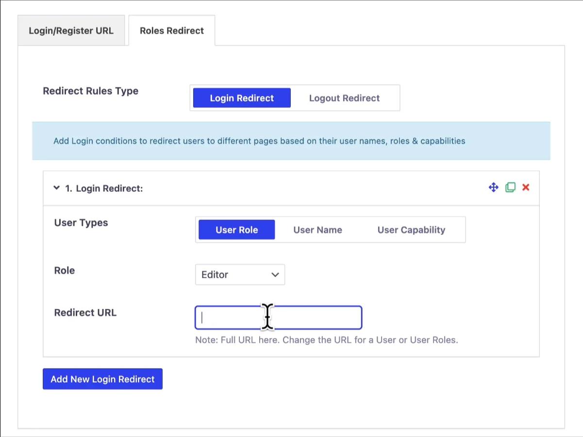 WordPress redirect after login