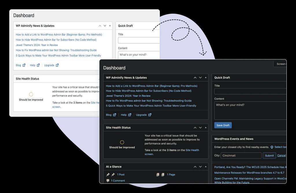 Default WP Admin Dark Mode support