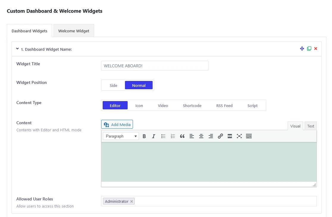 IMG 5 Custom dashboard and welcome widgets