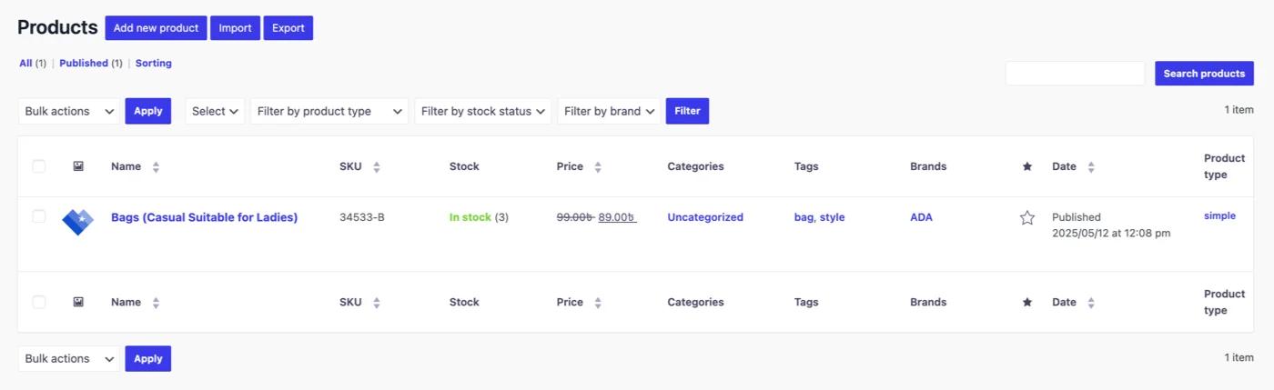 WooCommerce Admin Columns for products page