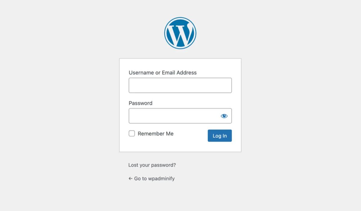 Default WordPress login page