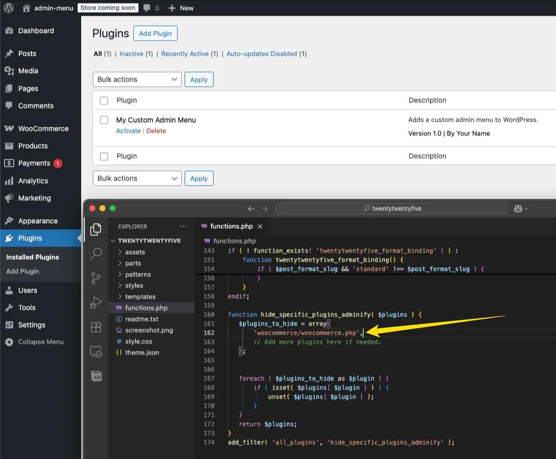 hide WordPress plugins for all users
