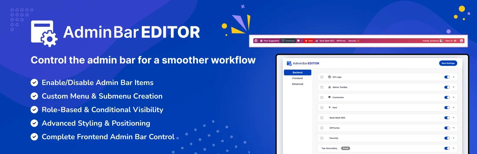 Admin bar Editor plugin
