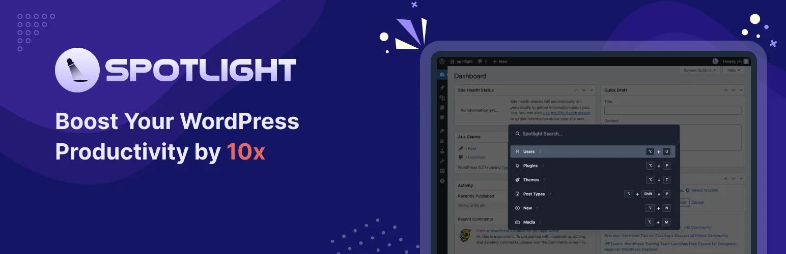 Spotlight plugin for better WordPress dashboard navigation
