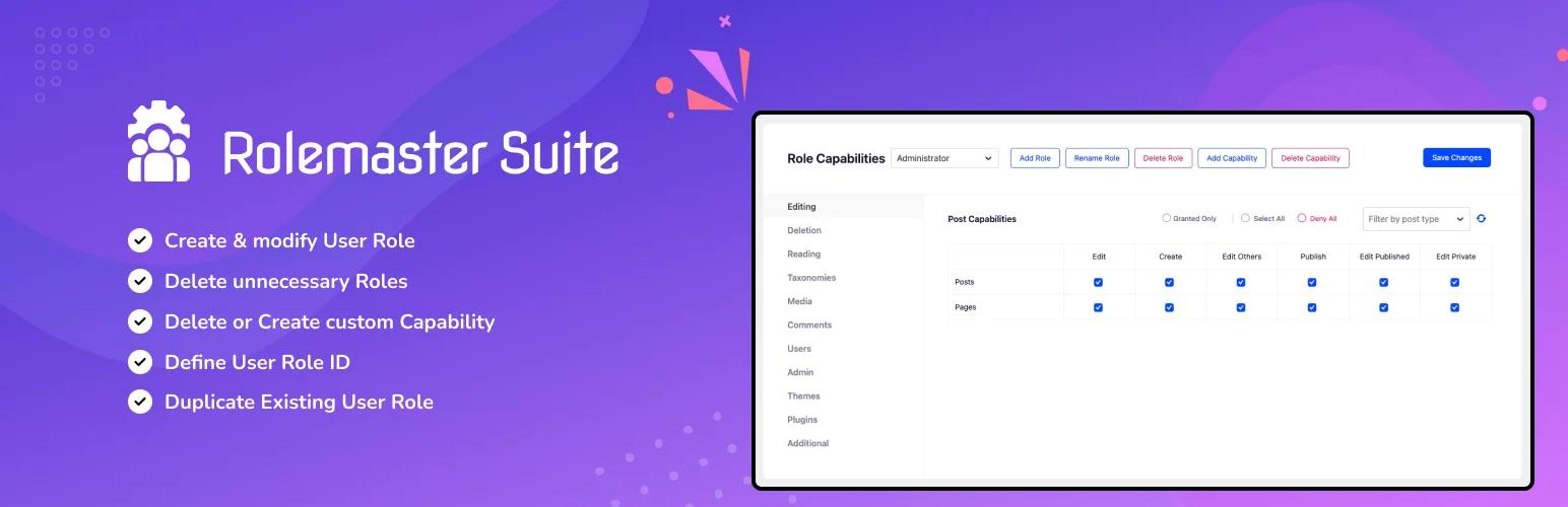 User role editor plugin by rolemaster