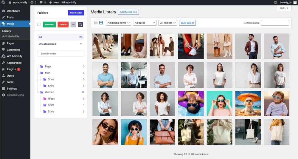 New version of WP Adminify media folder interface in WordPress