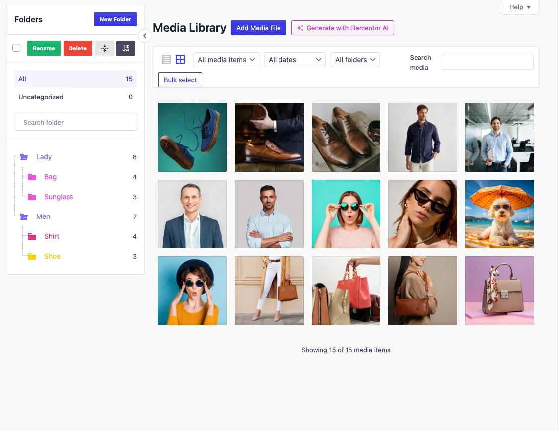 collapse and expand media folder