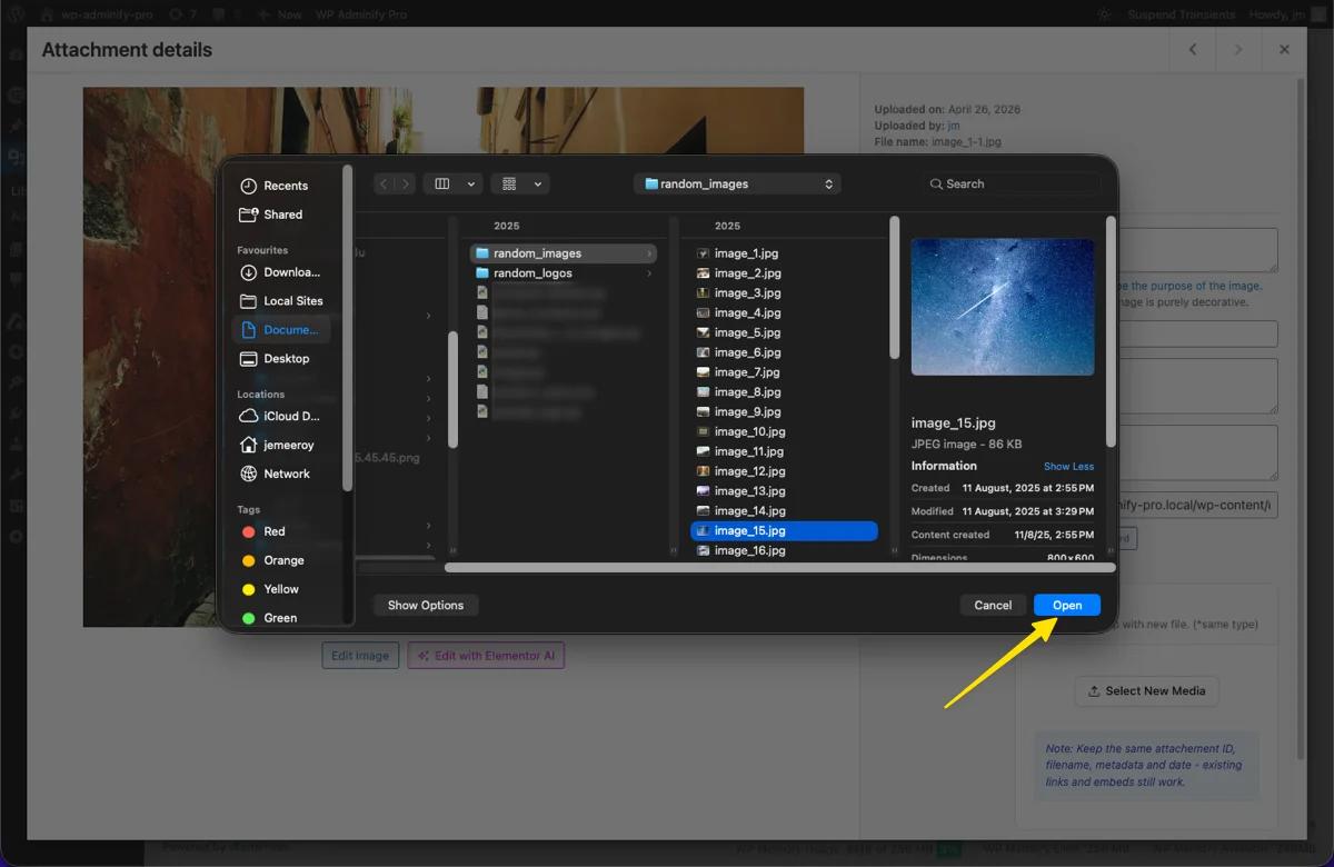 Select New media or file from your os file picker