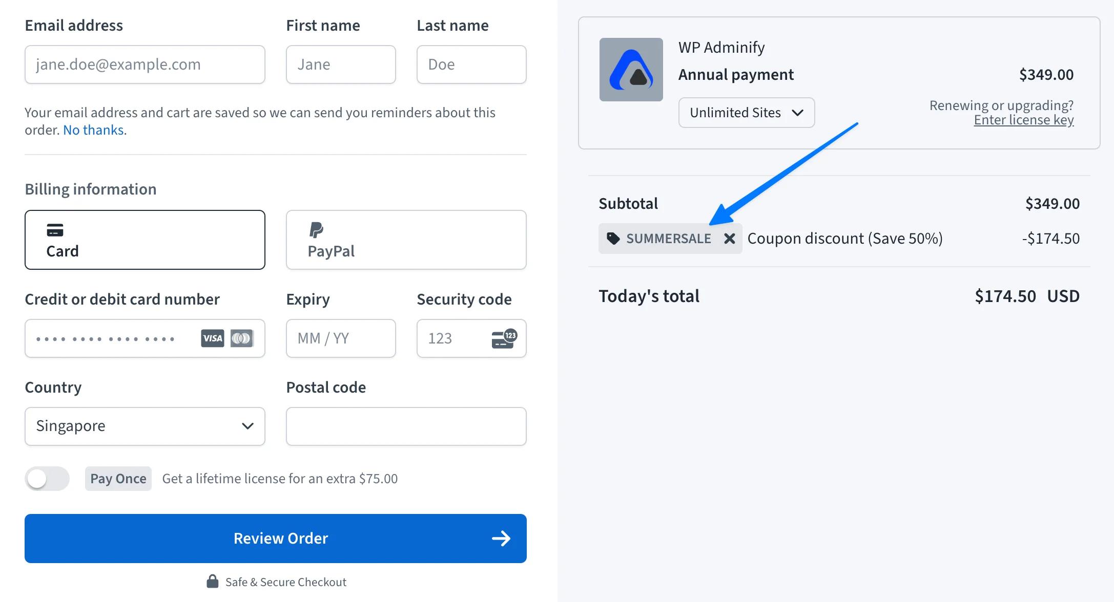 adminify coupon is auto applied just checkout