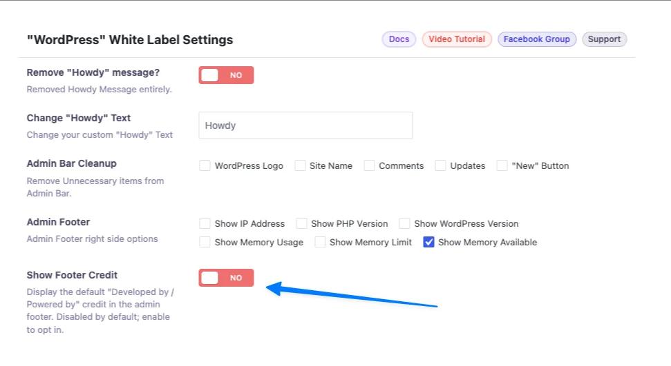 enable admin footer text modification